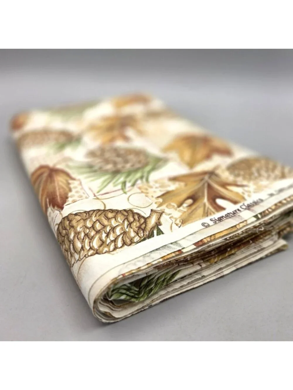 Autumn Pinecones & Leaves Cotton Fabric Oakhurst Textiles OOP 3 Yards Continuous